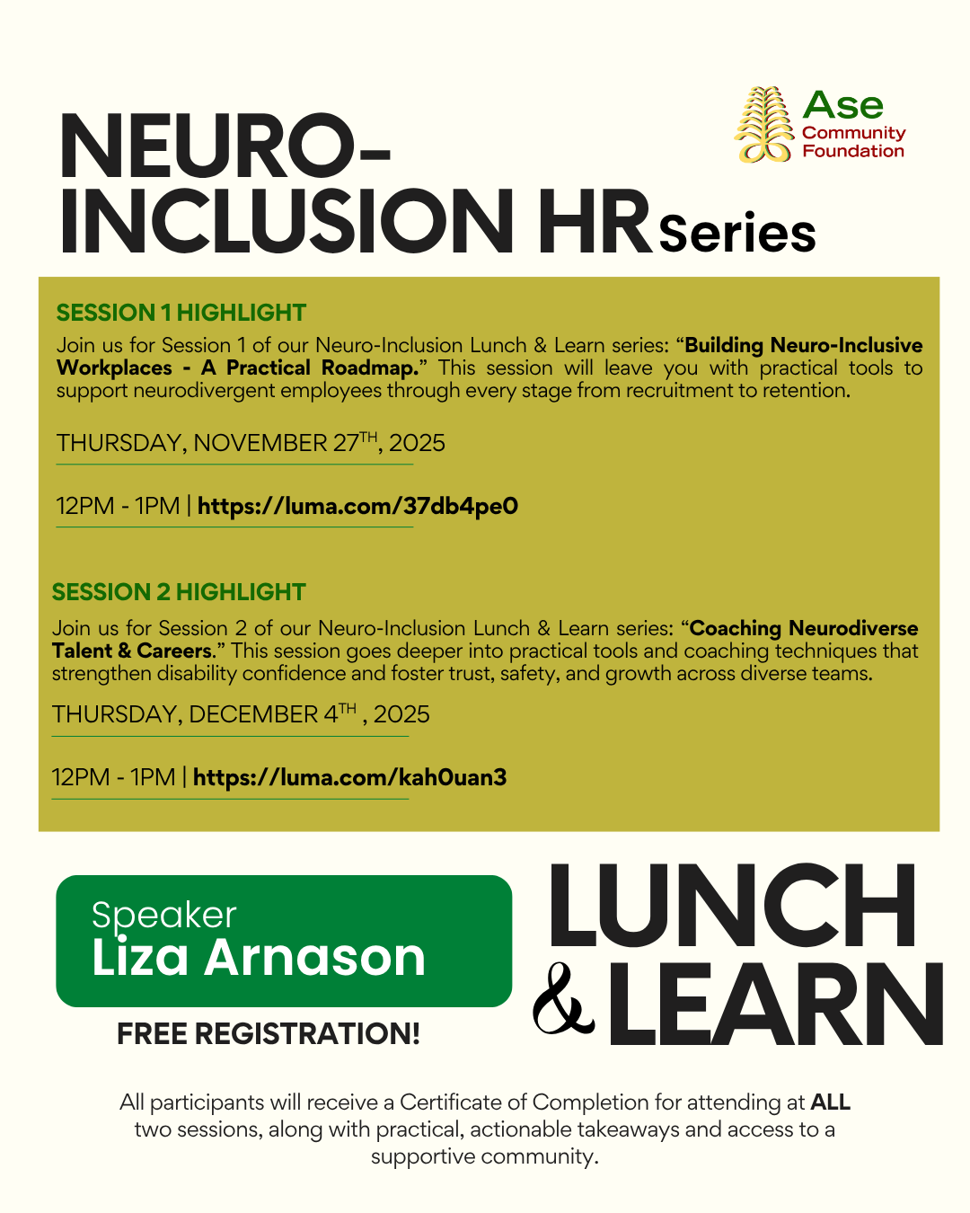 A formal event flyer with a silky white background announces the Ase Community Foundation's 5th Anniversary Gala & Awards, themed “An evening uplifting unseen legends.” The event takes place on Saturday, September 27, 2025, at Delta Hotels Toronto, 75 Lower Simcoe St, Toronto, ON M5J 3A6, Canada. Reception begins at 6:00 PM, followed by dinner and dancing at 7:00 PM. Ticket prices are listed as CA$150 for individuals, CA$1,150 for a table of 8, and CA$75 for youth. A QR code is included to purchase tickets, along with social media icons and the foundation’s website. The flyer is branded with the Ase Community Foundation logo and highlights its support for Black Canadians with disabilities.